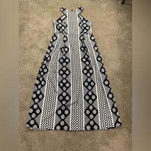 COPY - New Geometric Print Black Rib Neck Dress